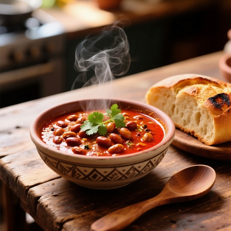 A Serving Of Alsande Tonak Red Cowpea Curry With Side Of Bread