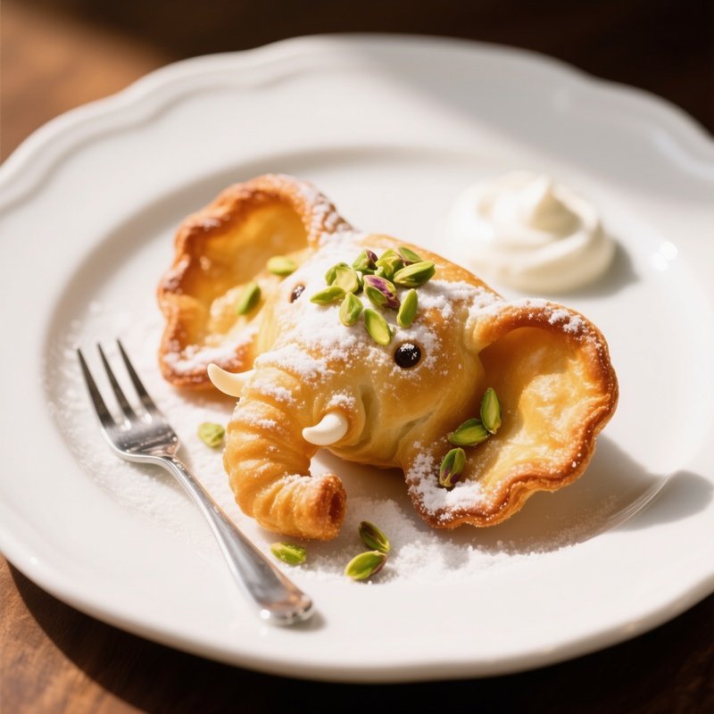 A Serving Of Gosh E Fil Elephants Ear Fried Pastry Dusted With Powdered Sugar And Pistachios