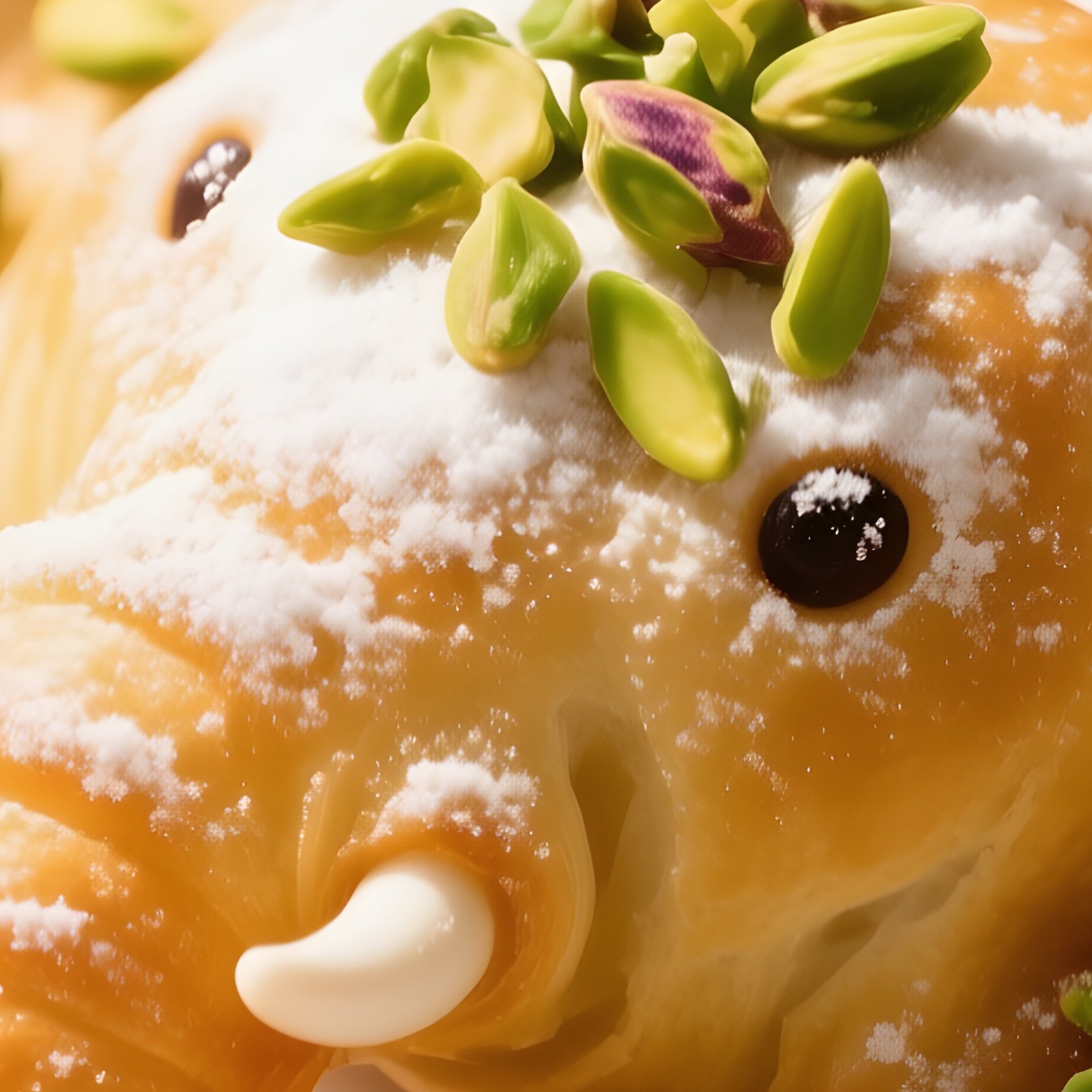 A Serving Of Gosh E Fil Elephants Ear Fried Pastry Dusted With Powdered Sugar And Pistachios - Full Resolution Quality Preview