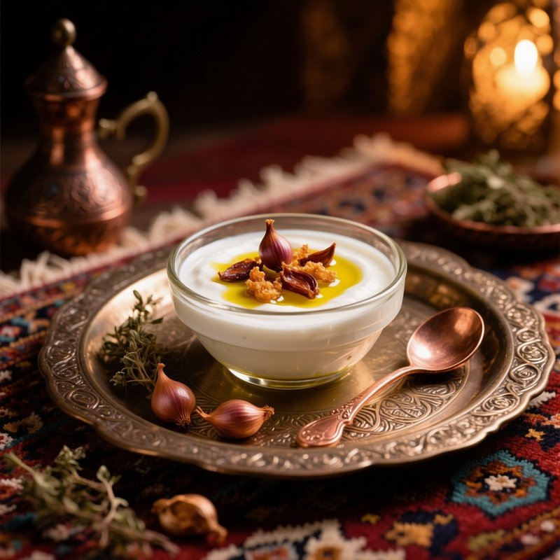 A Serving Of Mast O Musir Yogurt With Dried Shallots 2