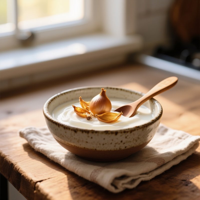 A Serving Of Mast O Musir Yogurt With Dried Shallots