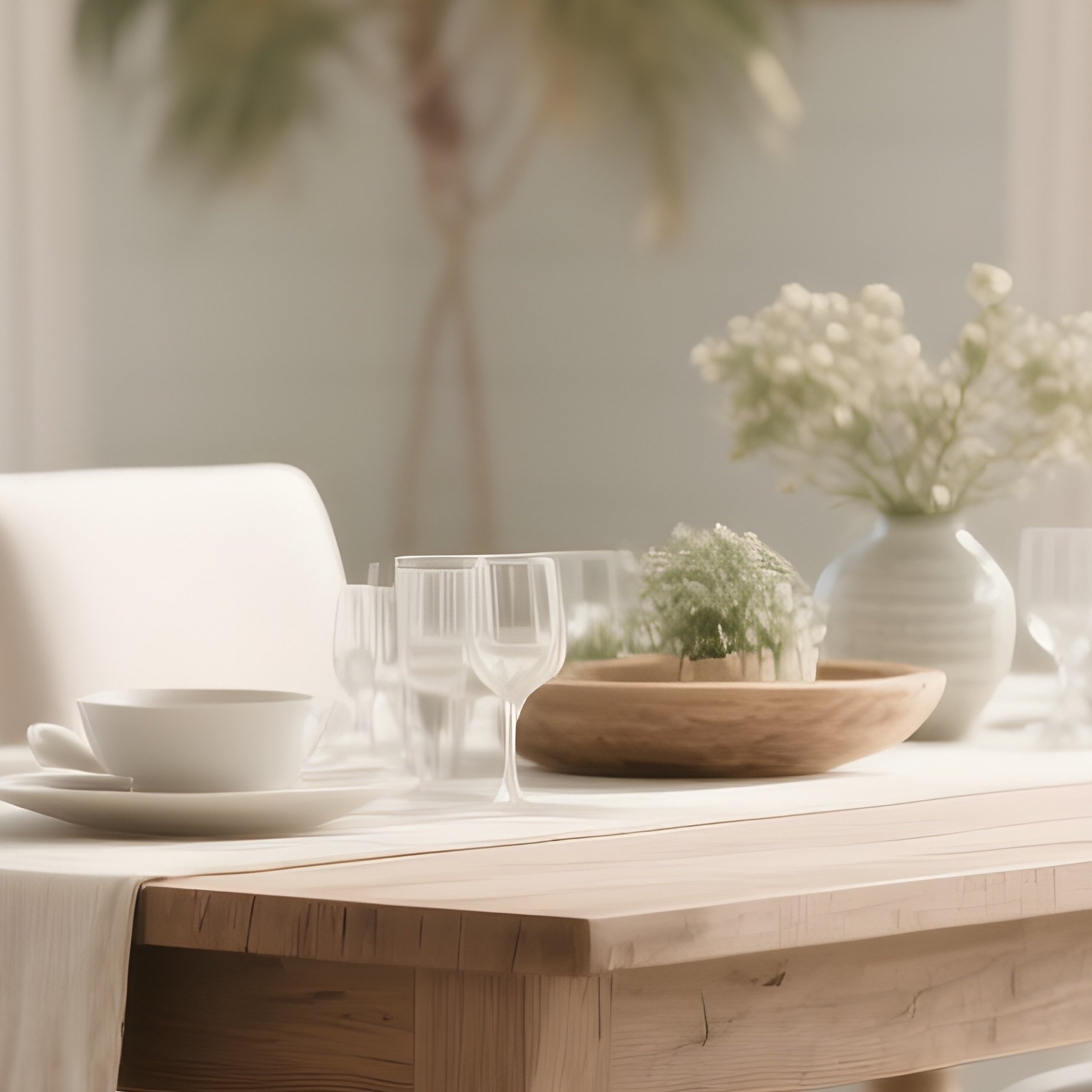 A Set Of Slipcovered Parsons Chairs In Neutral Linen Fabric, Evoking A Casual Yet Elegant Beach House Style In A Light Filled Dining Room. - Full Resolution Quality Preview