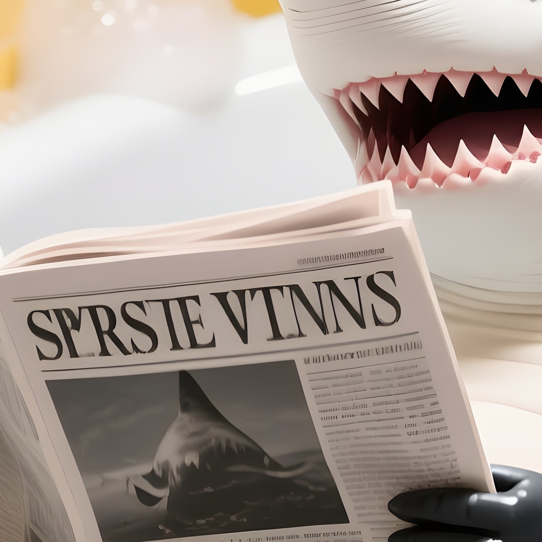A Shark In A Bubble Bath Reading The Newspaper - Full Resolution Quality Preview