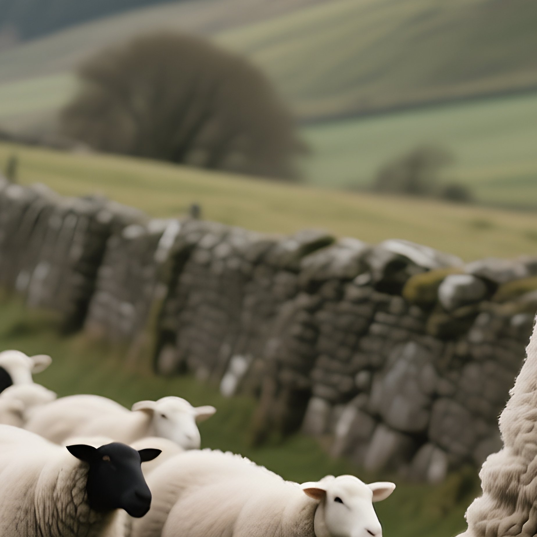 A Shepherd In A Woolen Beanie Guides His Flock Across Rolling Hills Under A Cloudy Sky, Ancient - Full Resolution Quality Preview