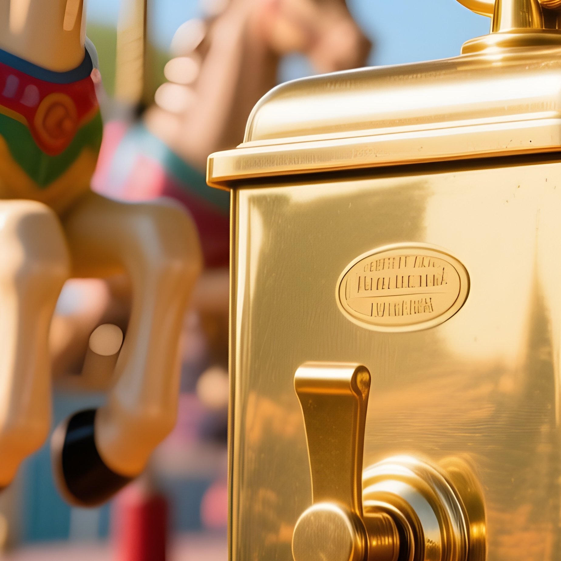 A Shiny Brass Ring Dispenser Next To A Carousel - Full Resolution Quality Preview