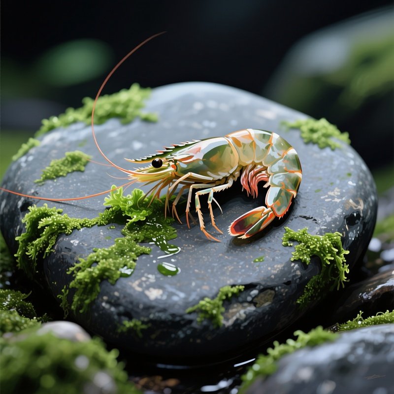 A Shrimp Cleaning Algae From A Smooth Stone Digital Art