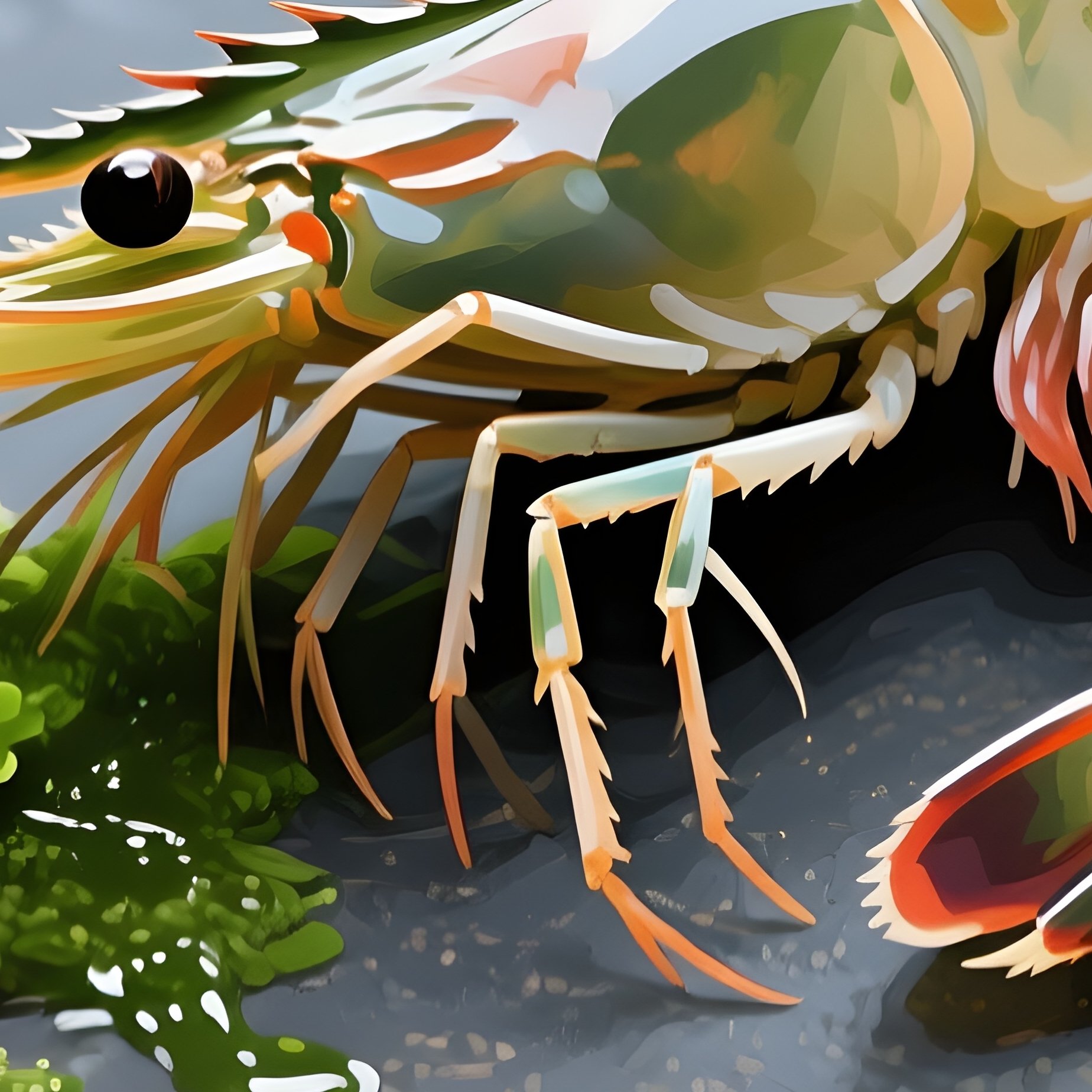 A Shrimp Cleaning Algae From A Smooth Stone Digital Art - Full Resolution Quality Preview