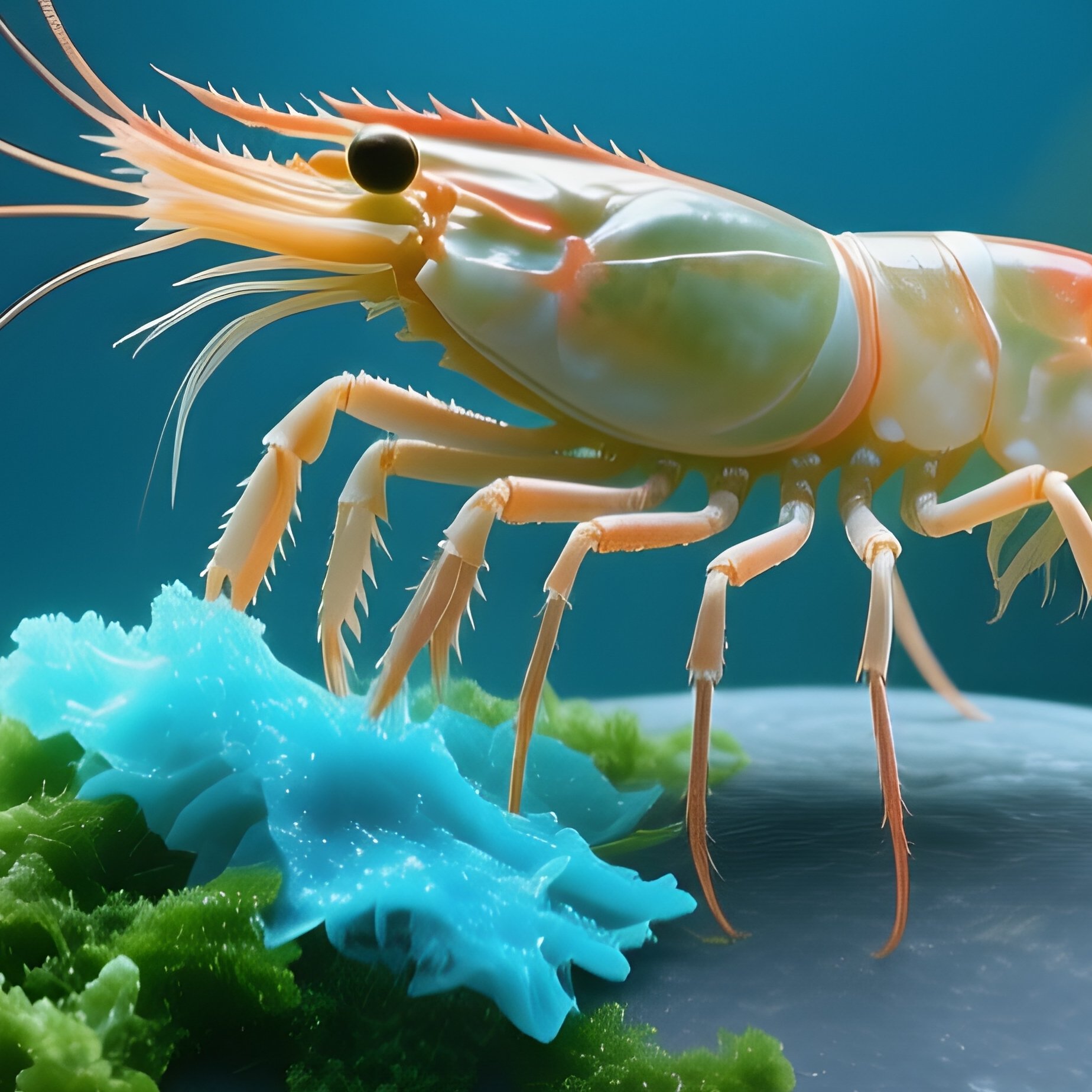 A Shrimp Cleaning Algae From A Smooth Stone Fantasy - Full Resolution Quality Preview
