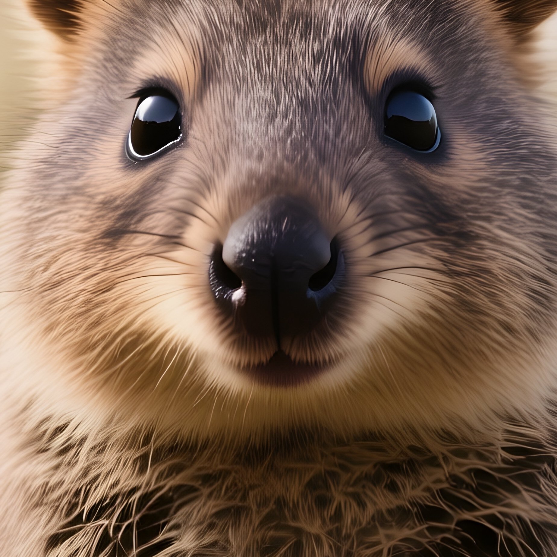 A Shy Quokka Emerging From Tall Coastal Grass. - Full Resolution Quality Preview