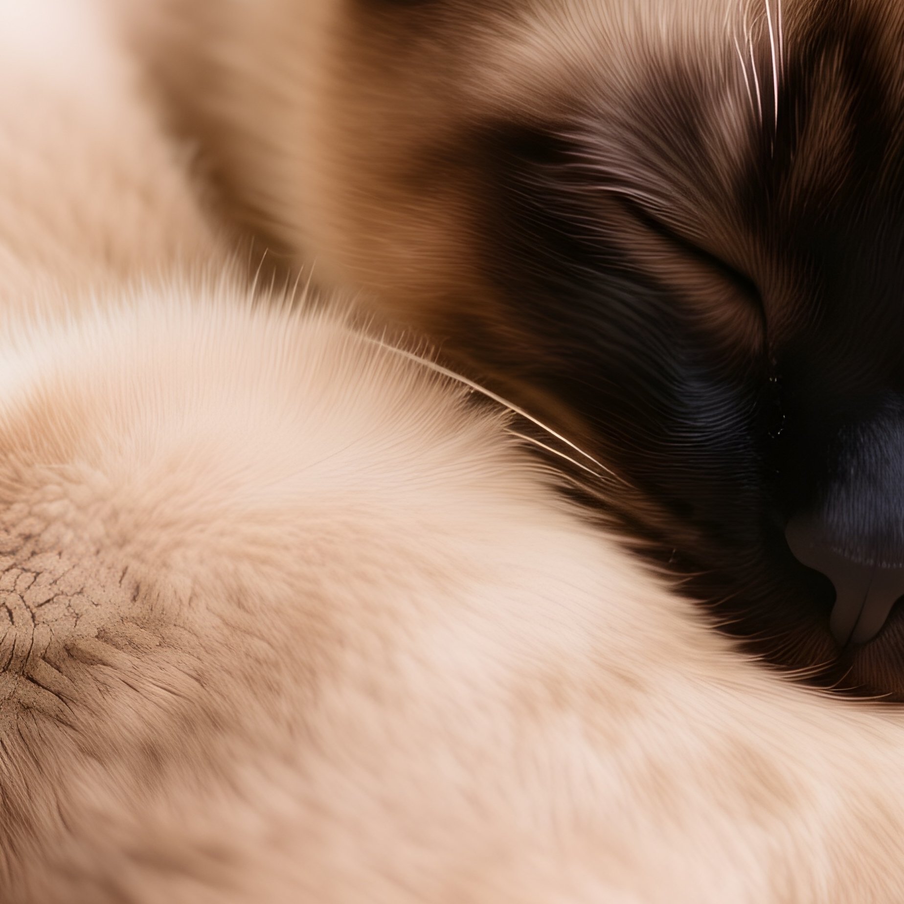 A Siamese Cat Curled Up Into A Perfect Ball - Full Resolution Quality Preview