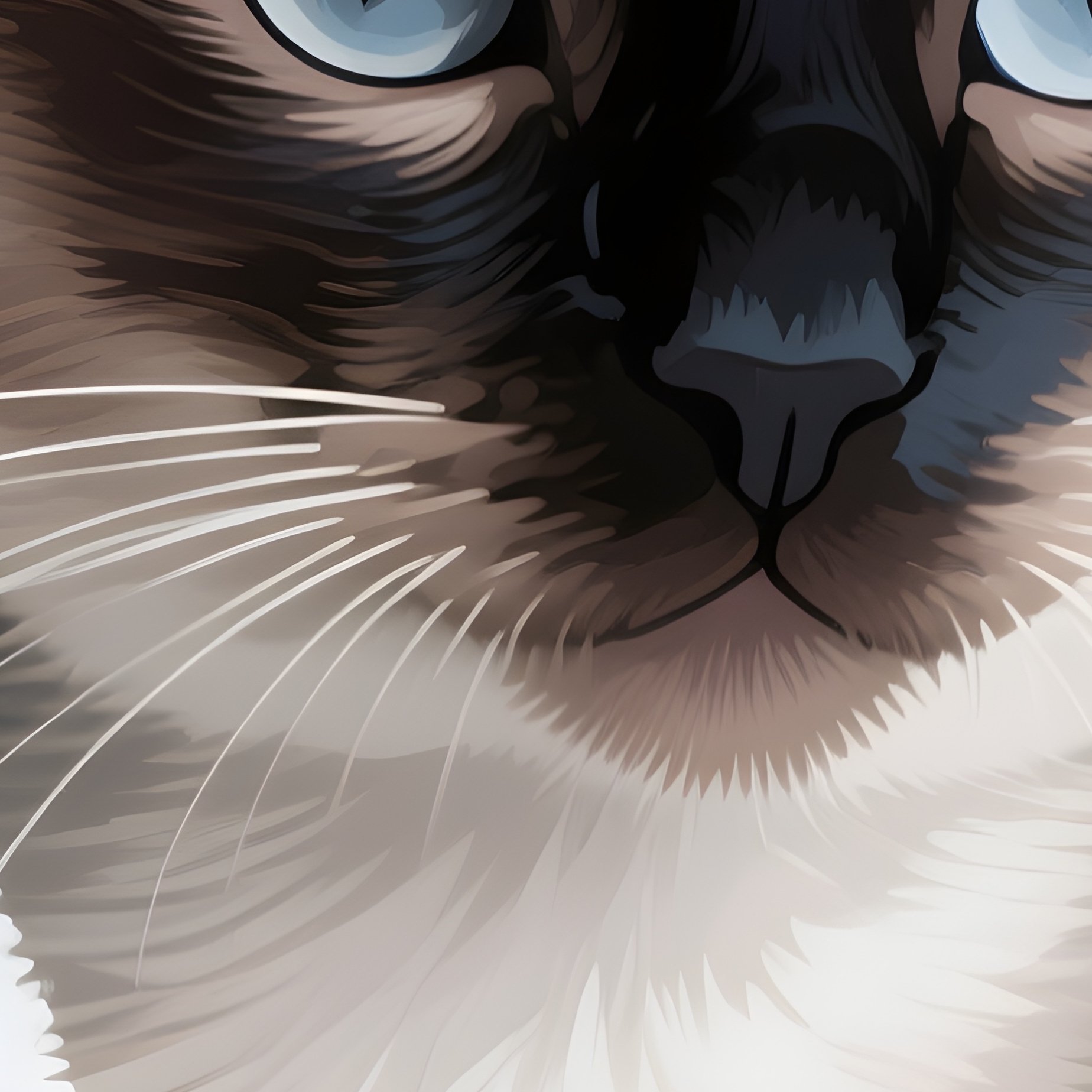A Siamese Cat In Digital Art After Bath - Full Resolution Quality Preview