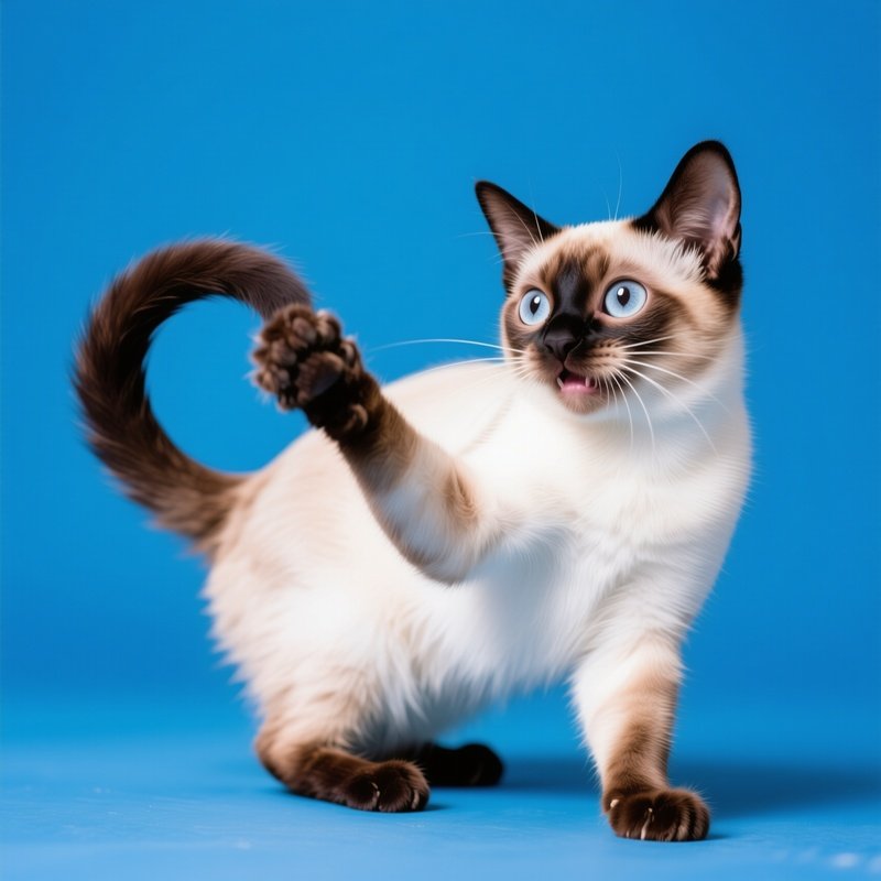 A Siamese Cat Playing With Its Tail