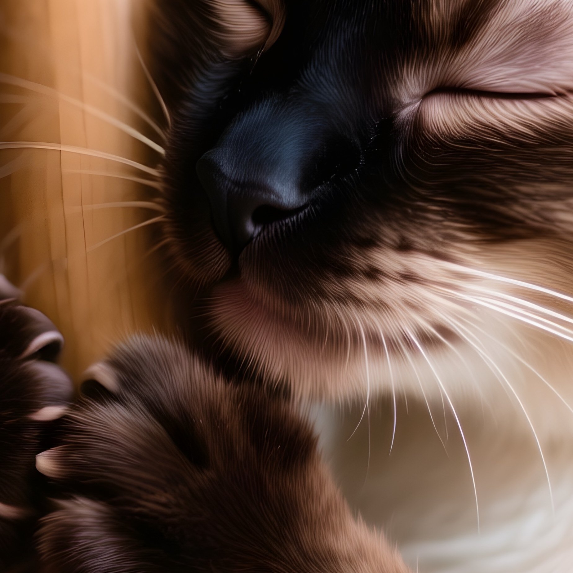 A Siamese Cat Rubbing Its Face On Furniture - Full Resolution Quality Preview