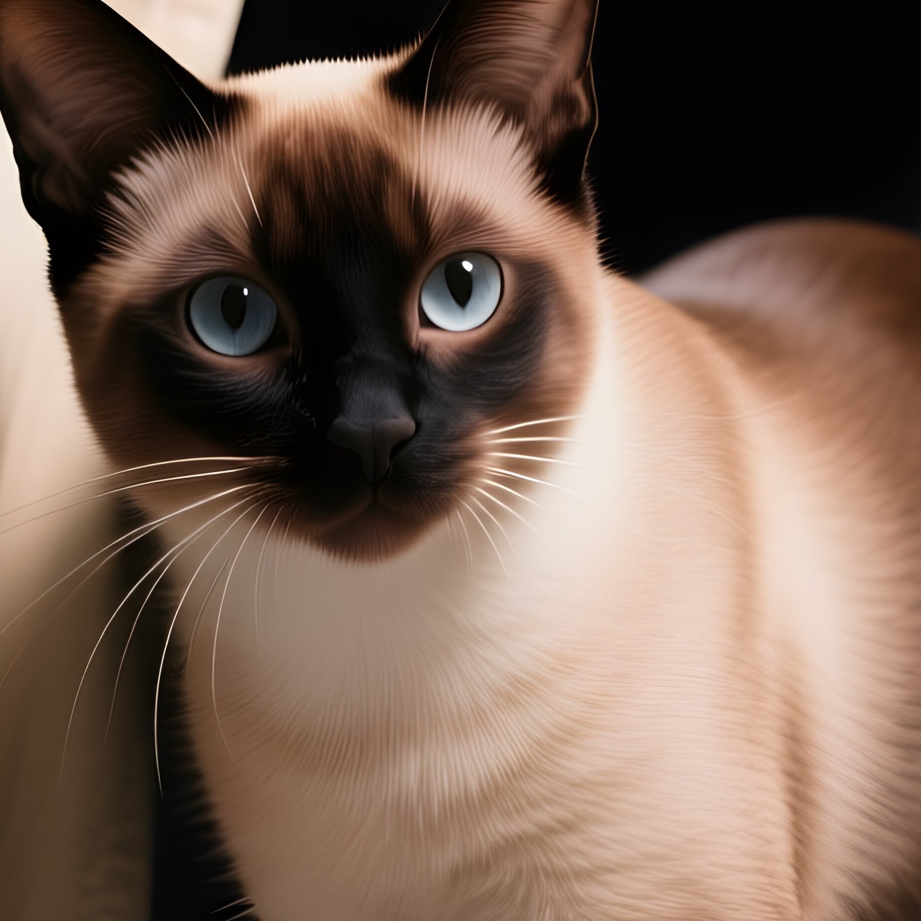 A Siamese Cat Sneaking Between Curtains Science Fiction - Full Resolution Quality Preview