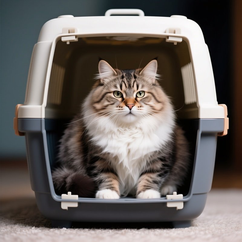 A Siberian Cat Sitting In A Too Small Container