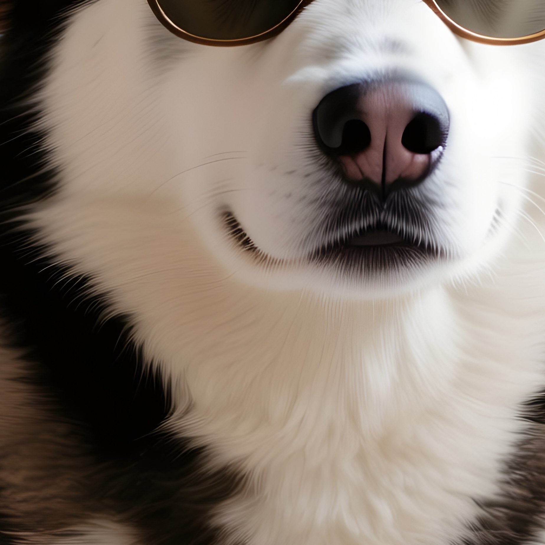 A Siberian Husky Wearing A Wool Hat And Glasses Indoors - Full Resolution Quality Preview