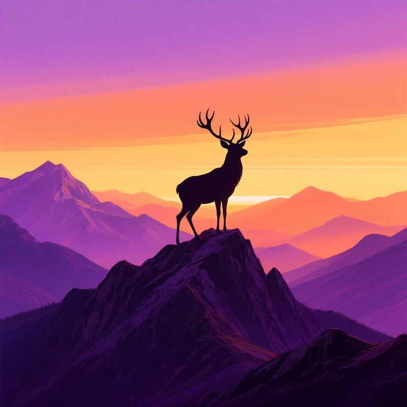A Silhouette Of A Deer Standing On A Mountain Deer Mountains