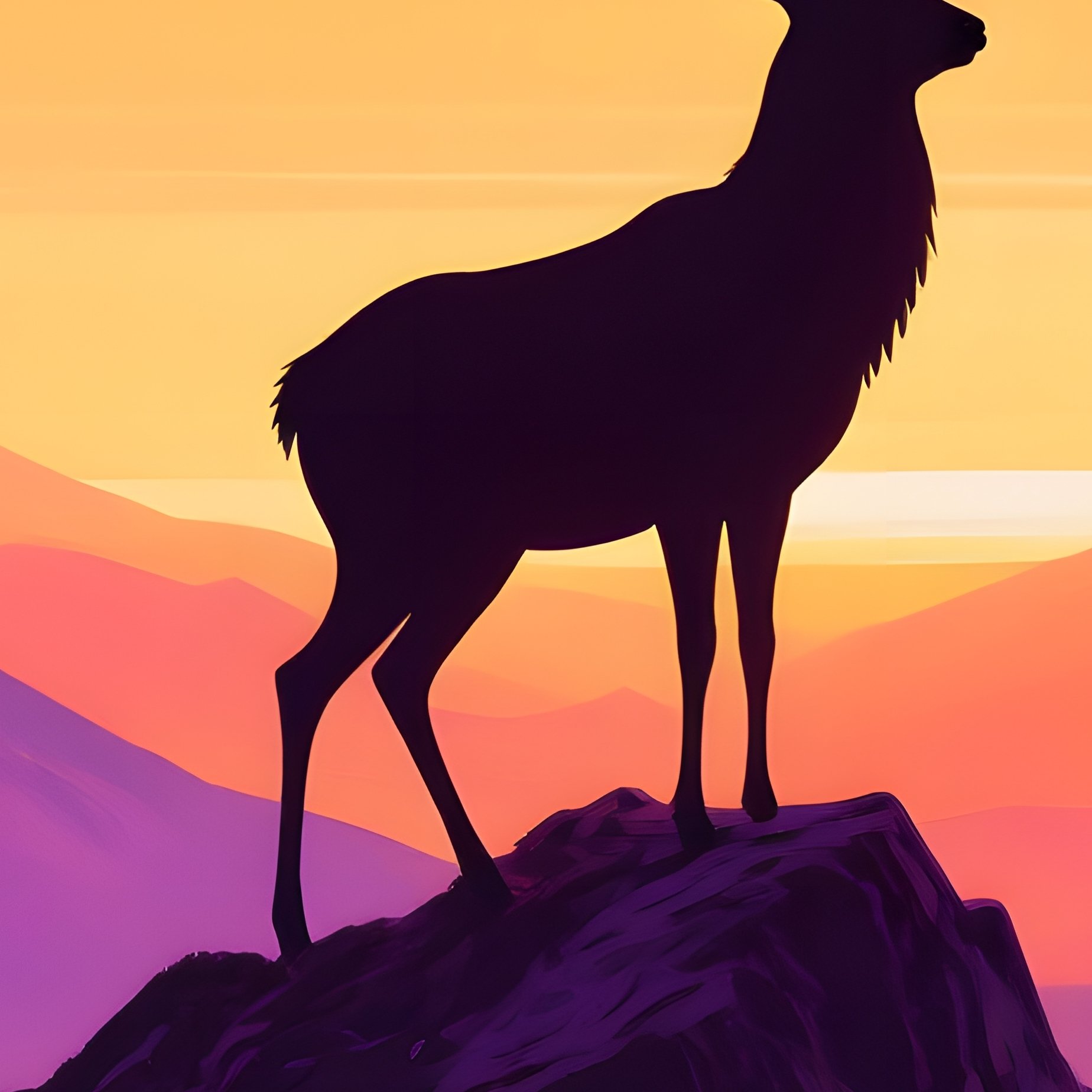 A Silhouette Of A Deer Standing On A Mountain Deer Mountains - Full Resolution Quality Preview