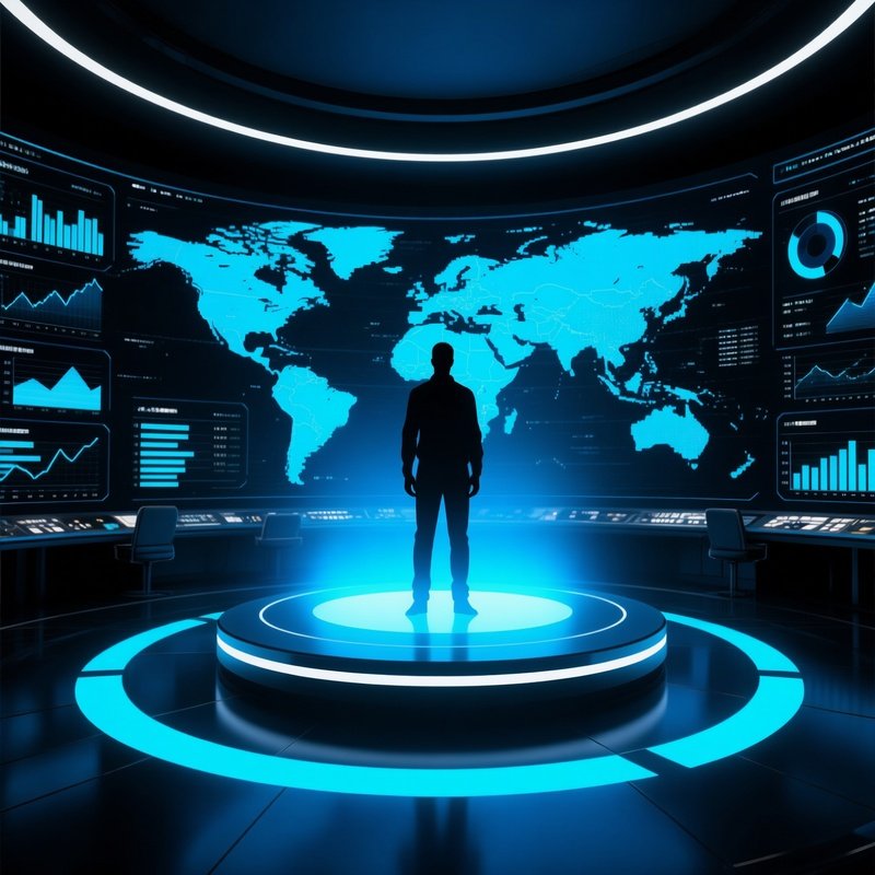 A Silhouette Of A Person Standing In A Futuristic Environment