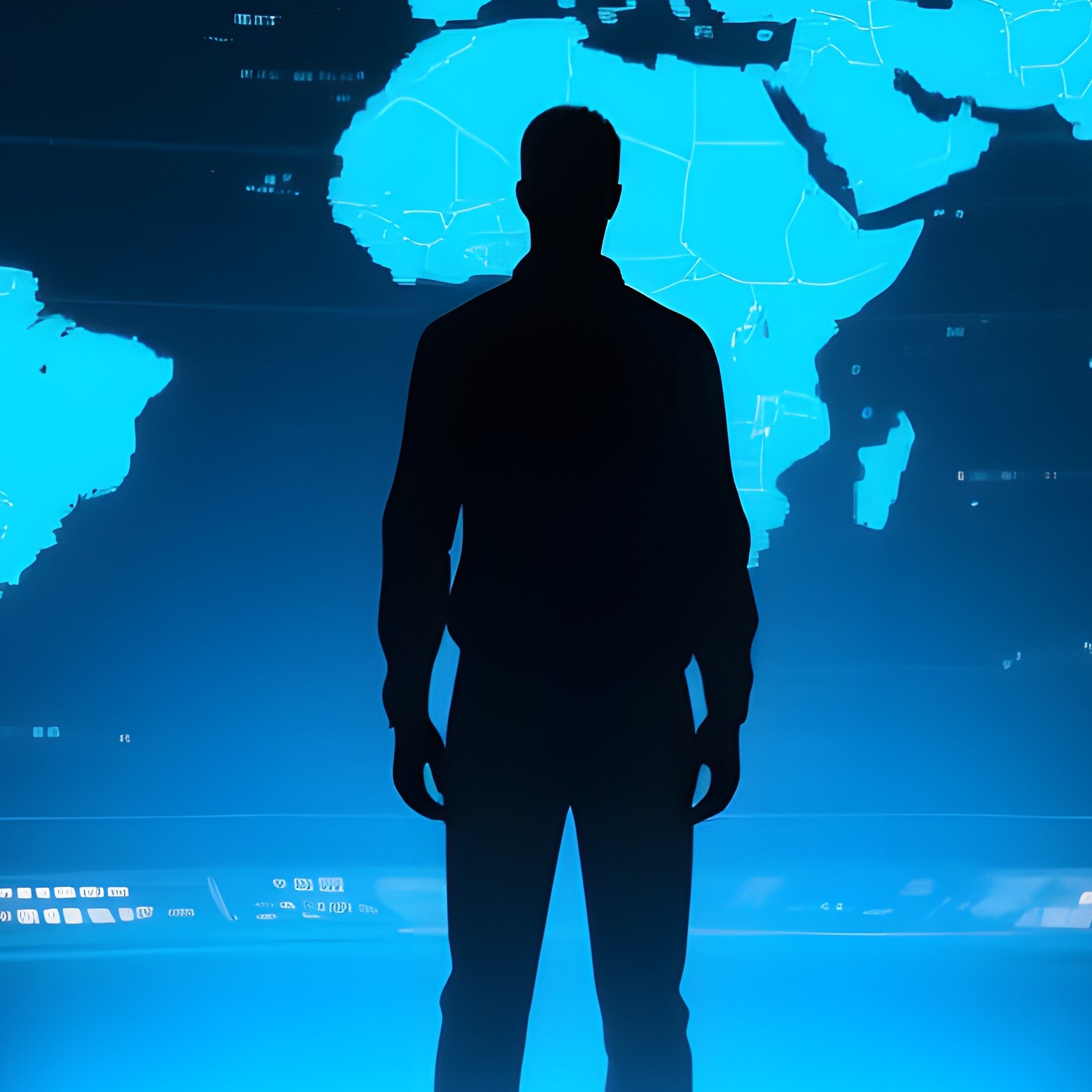 A Silhouette Of A Person Standing In A Futuristic Environment - Full Resolution Quality Preview