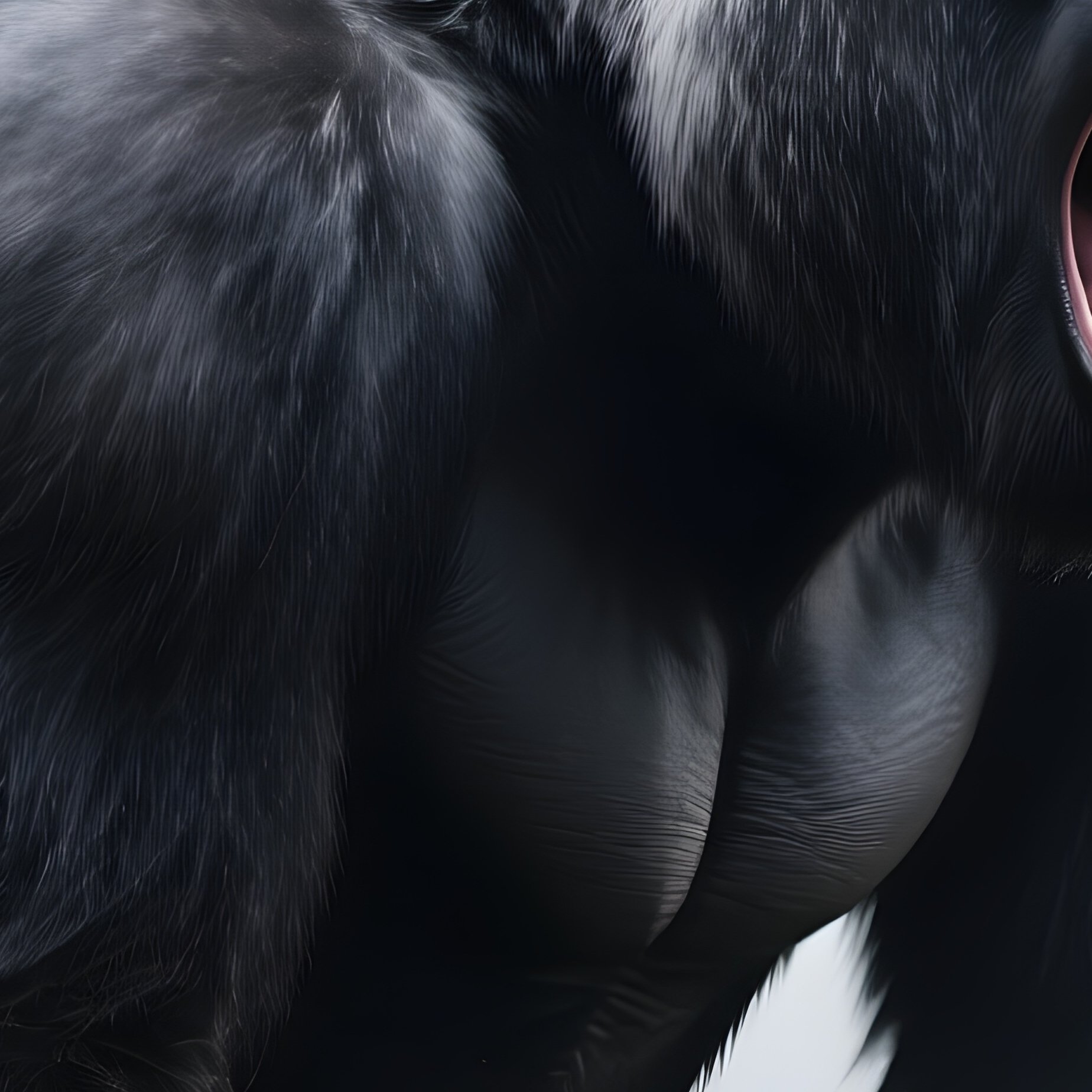 A Silverback Gorilla Roaring Into Forest Mist. - Full Resolution Quality Preview