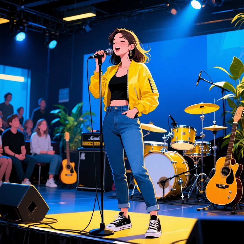 A Singer Performing On Stage Singer Performance