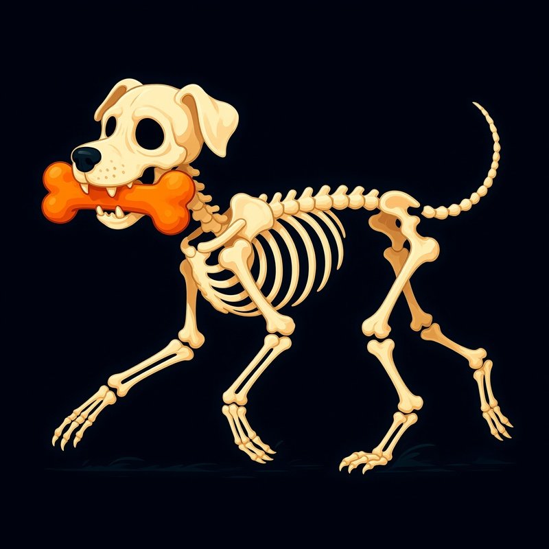 A Skeletal Dog Holding A Bone Skeleton Dog