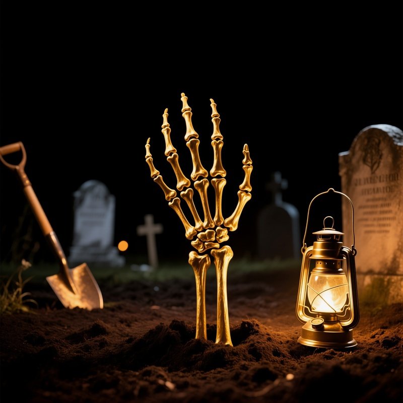 A Skeletal Hand Emerging From The Ground Skeleton Graveyard