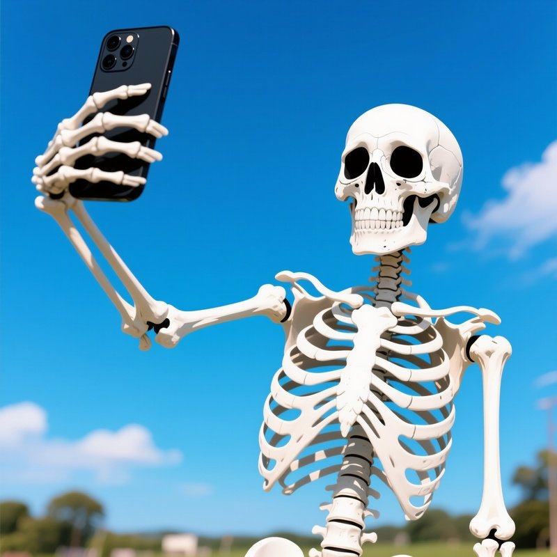 A Skeleton Taking A Selfie Skeleton Selfie