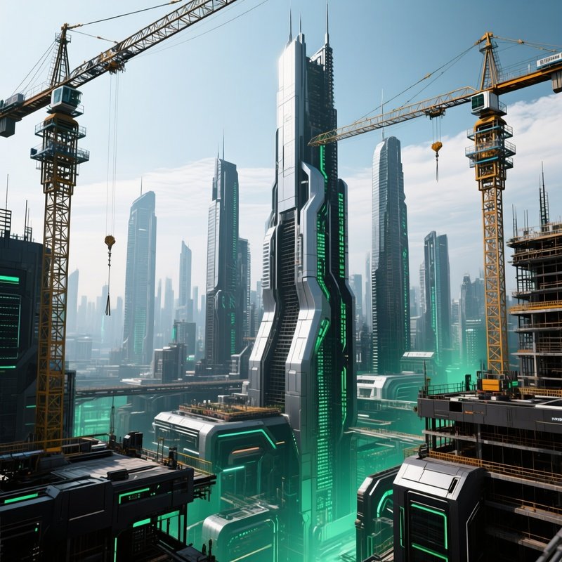 A Skyline Filled With Cranes And Unfinished Skyscrapers Fantasy