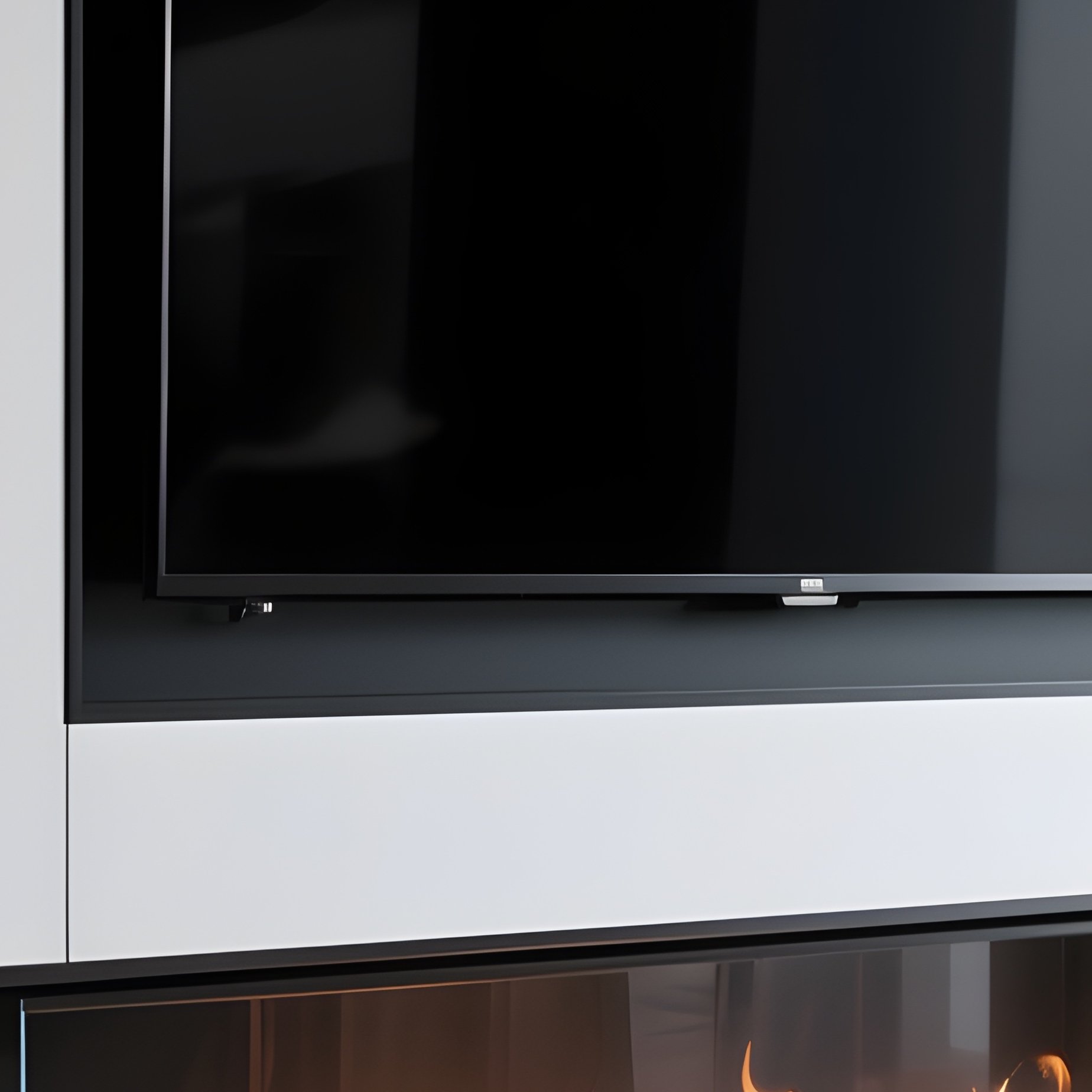 A Sleek Electric Fireplace Built Into A Media Wall Unit - Full Resolution Quality Preview