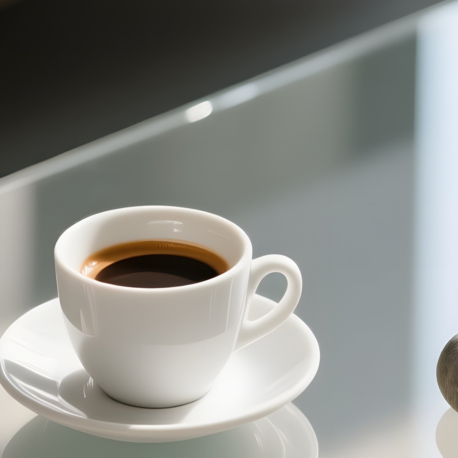 A Sleek Glass Coffee Table At Midday, Reflecting Sunlight Onto A Minimalist Arrangement A Single - Full Resolution Quality Preview