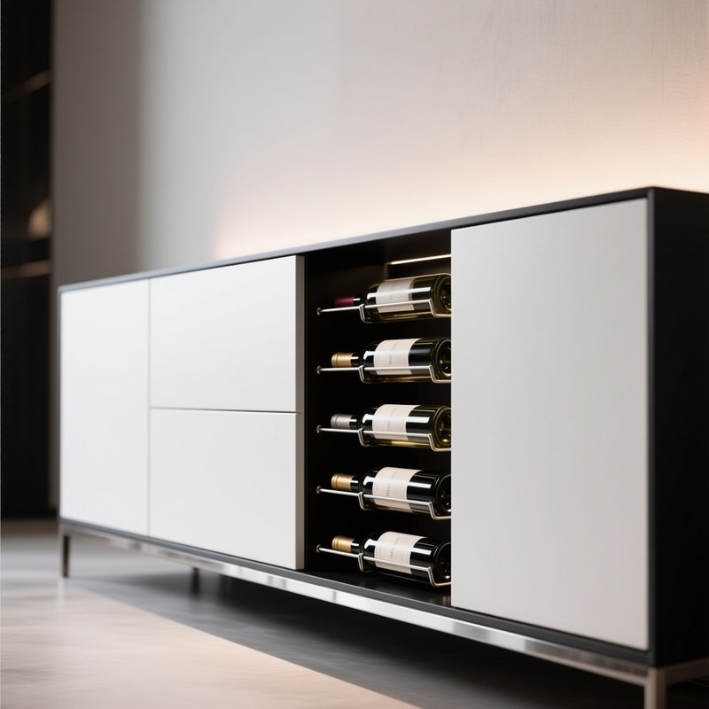A Sleek Sideboard With A Built In Wine Rack