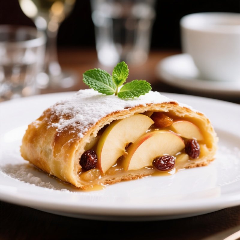 A Slice Of Apple Strudel Apple Strudel Dessert