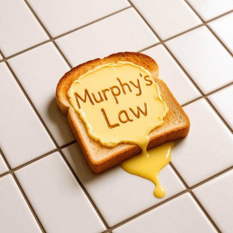 A Slice Of Toast With Butter On A Tiled Floor Murphys Law Toast