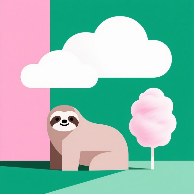 A Sloth On Cotton Candy Cloud Abstract