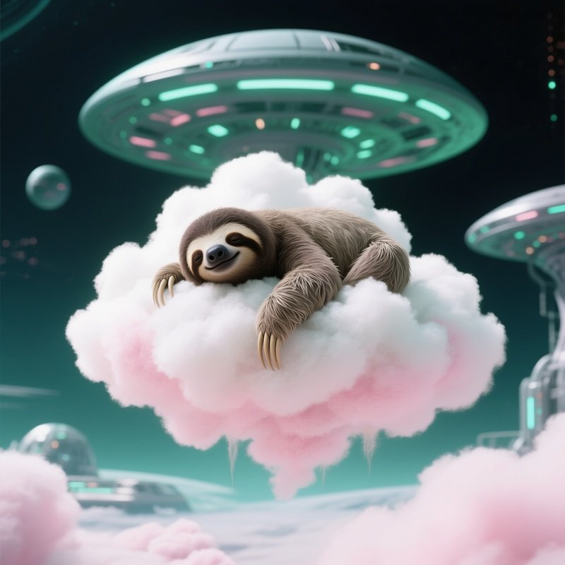 A Sloth On Cotton Candy Cloud Science Fiction