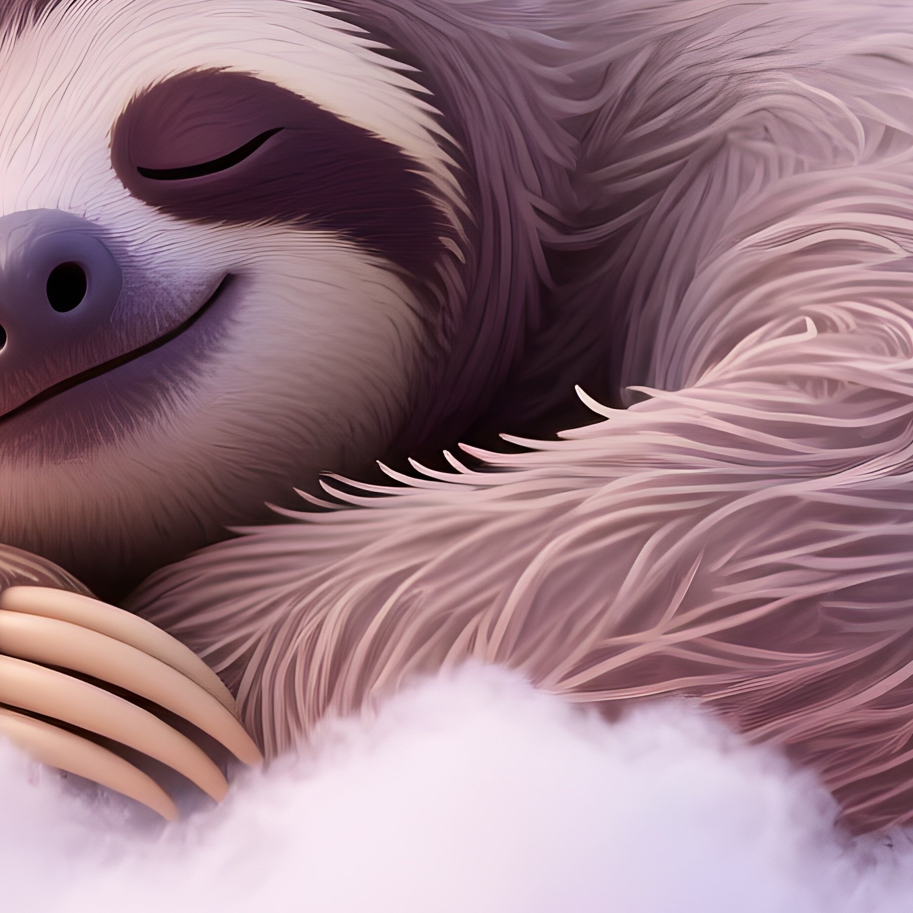 A Sloth Sleeping On A Cotton Candy Cloud - Full Resolution Quality Preview