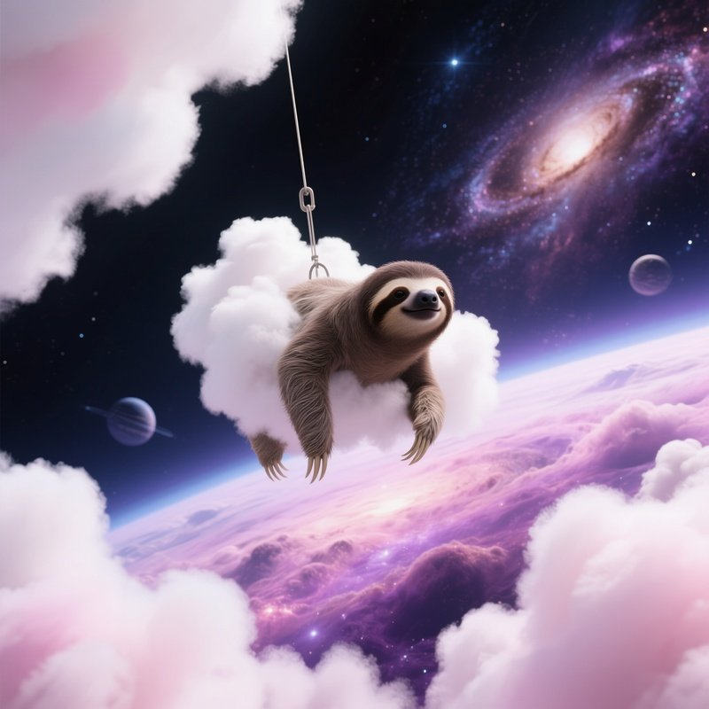 A Sloth Sleeping On A Cotton Candy Cloud