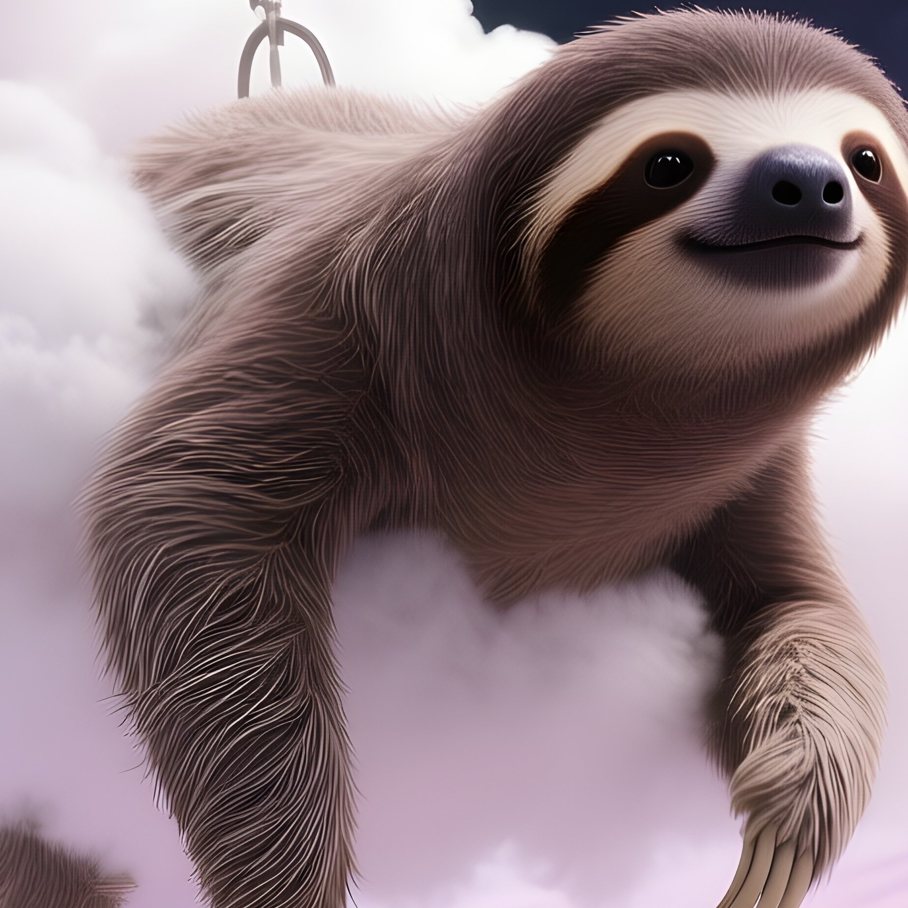 A Sloth Sleeping On A Cotton Candy Cloud - Full Resolution Quality Preview