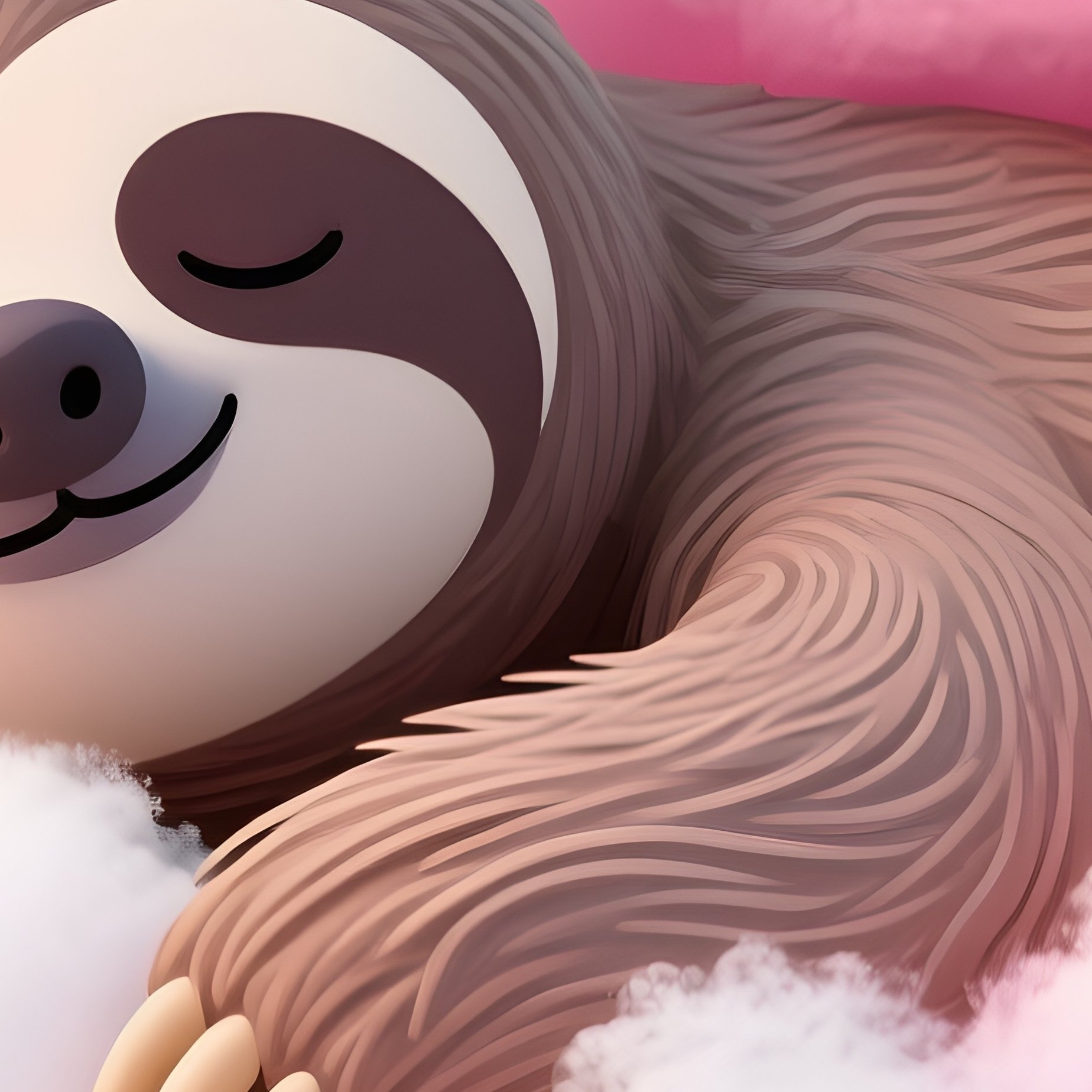 A Sloth Sleeping On Cotton Candy Cloud Digital Art - Full Resolution Quality Preview