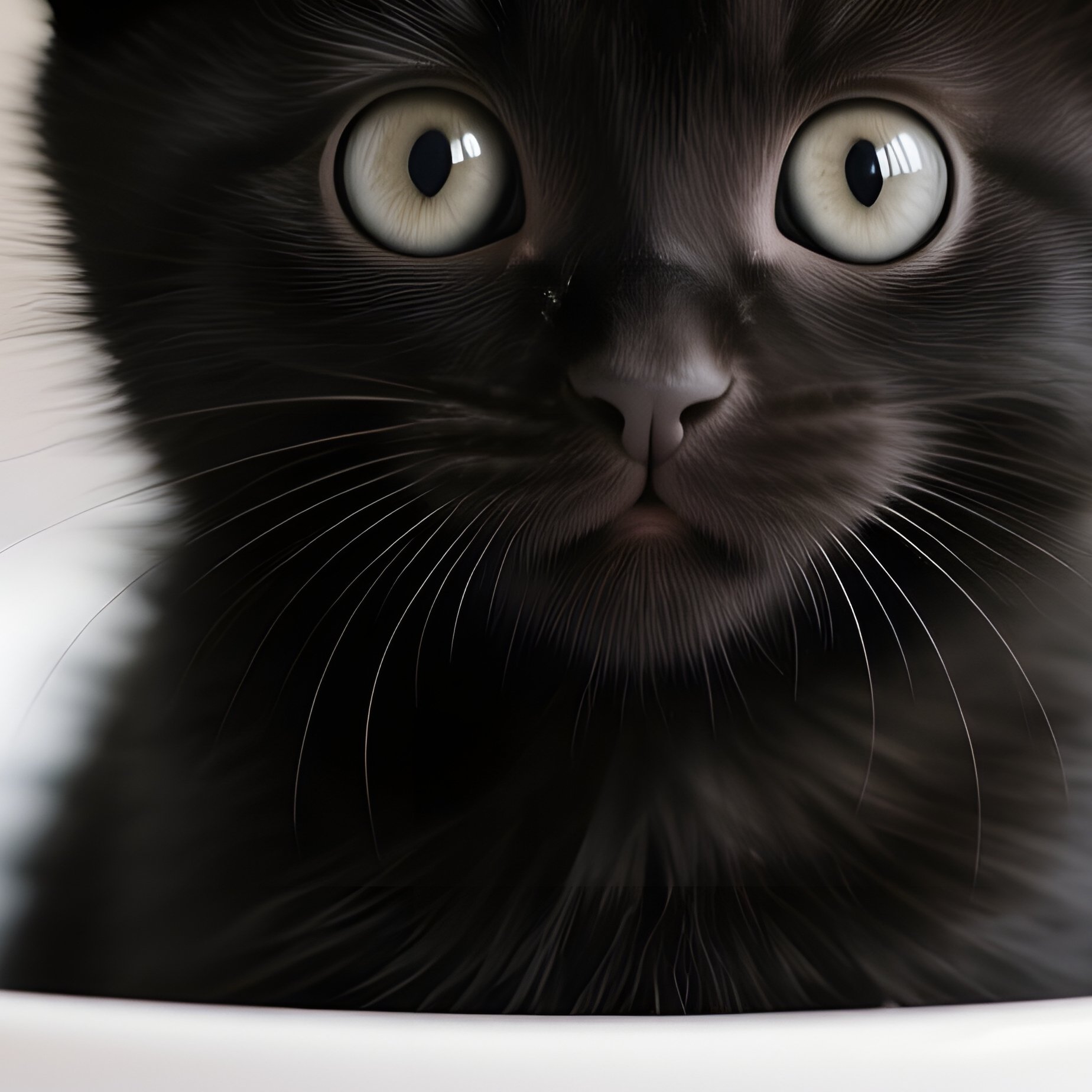 A Small Black Kitten In A White Bowl Kitten Cute - Full Resolution Quality Preview
