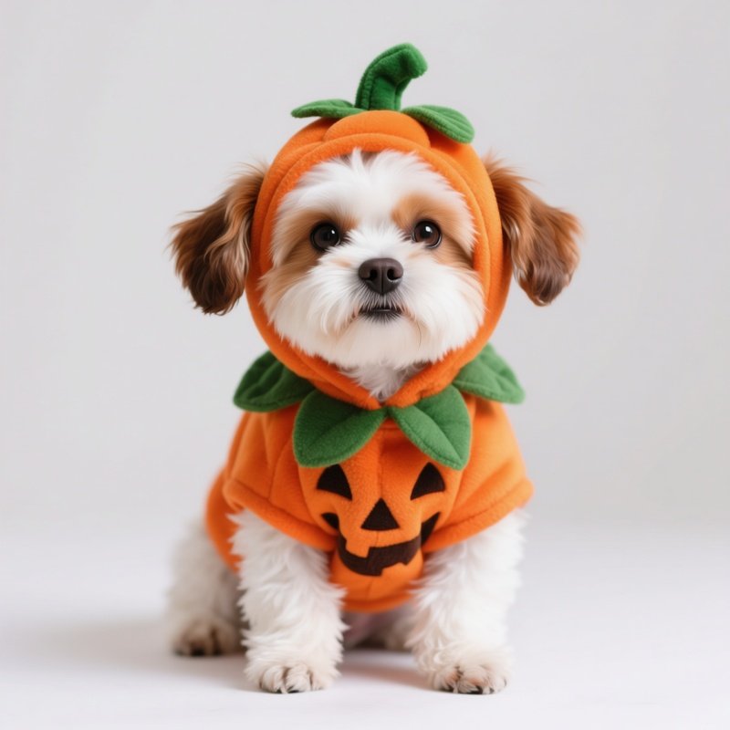A Small Dog Dressed In A Pumpkin Costume Dog Pumpkin