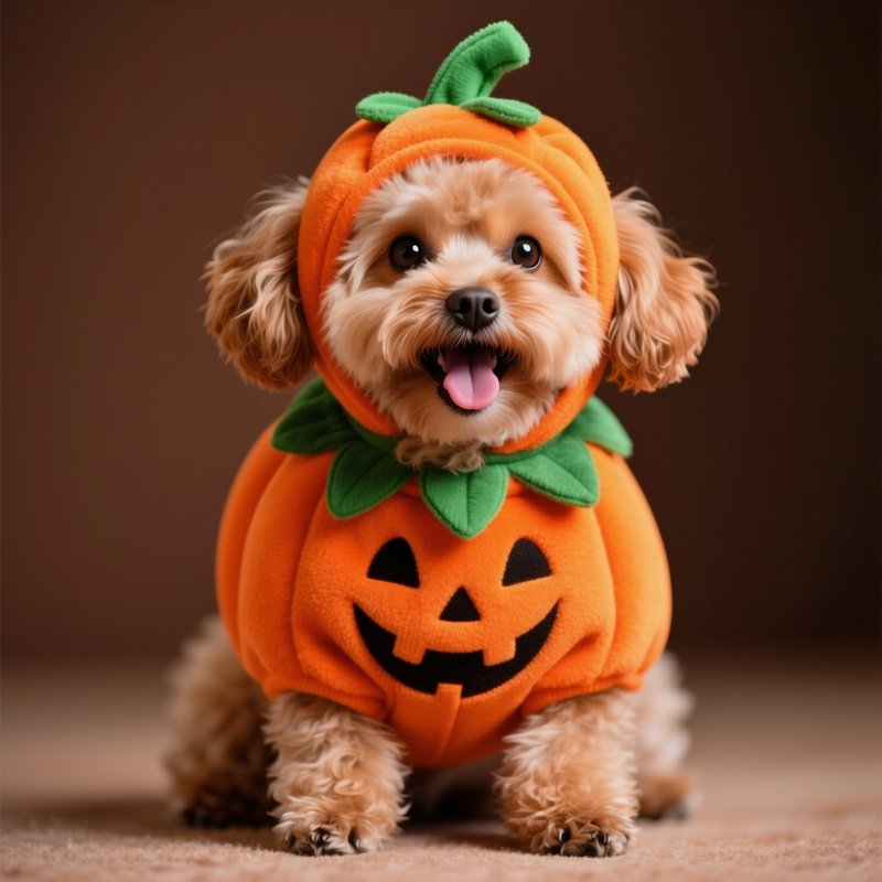 A Small Dog Dressed In A Pumpkin Costume Dog Pumpkin