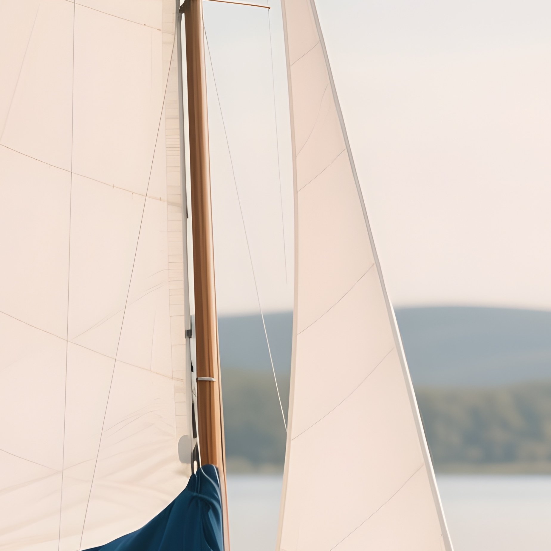 A Small Family Sailboat Gliding Near A Lake Pier - Full Resolution Quality Preview