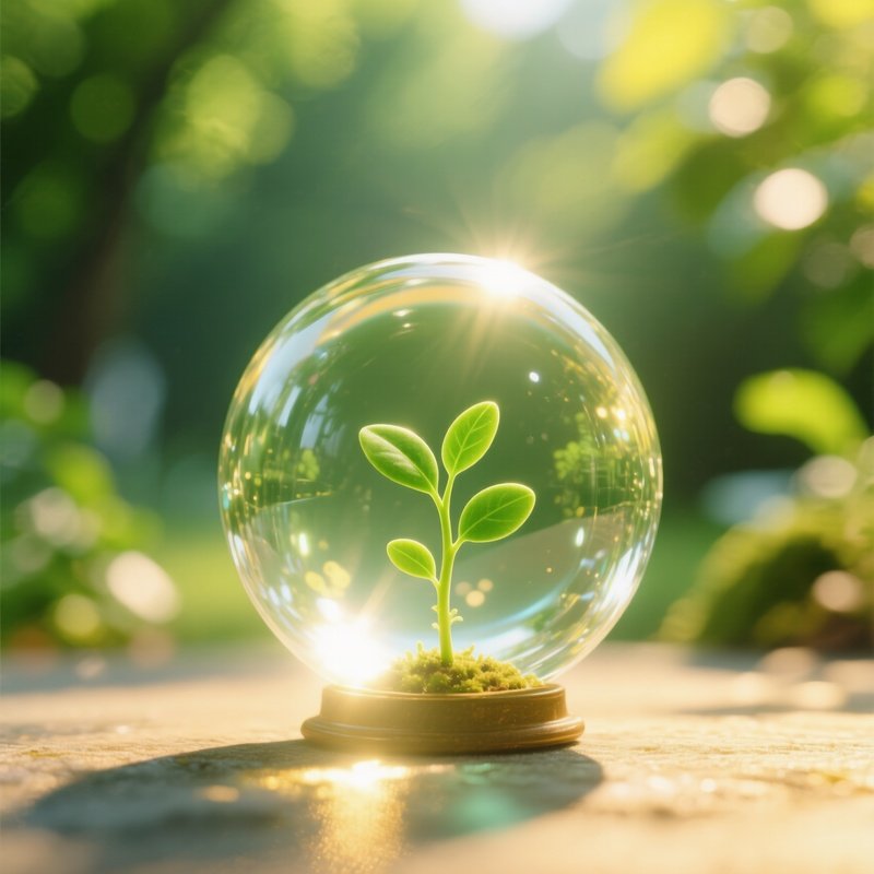 A Small Plant Growing Out Of A Crystal Ball Nature Growth