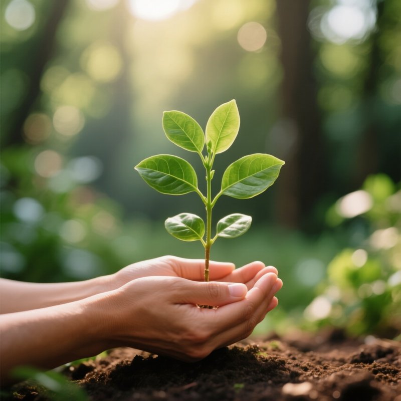 A Small Plant Held In Hands Nature Growth