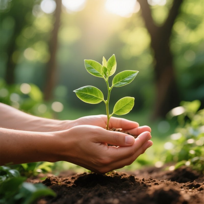 A Small Plant Held In Hands Nature Growth