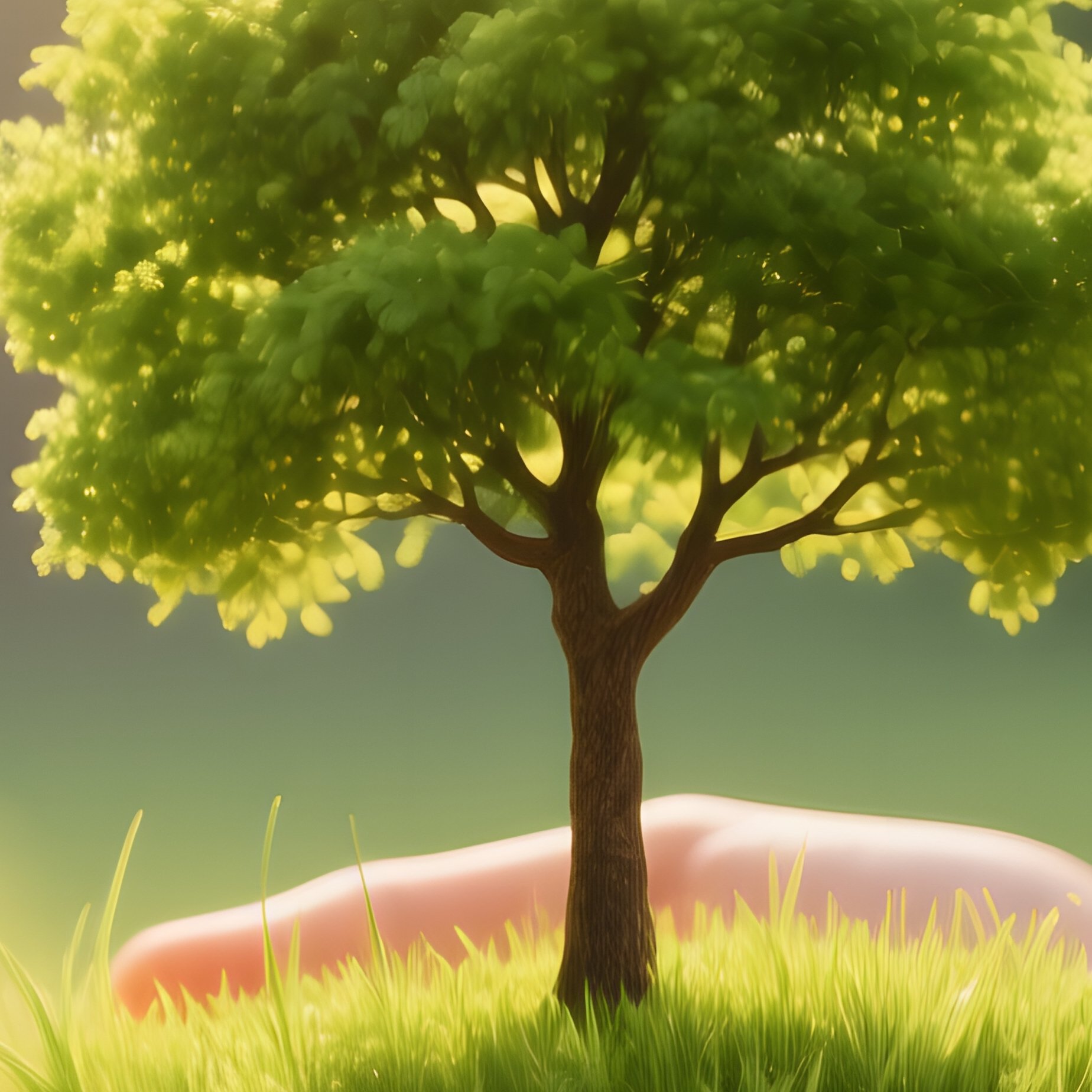 A Small Tree Growing On A Patch Of Grass Held In Human Hands - Full Resolution Quality Preview