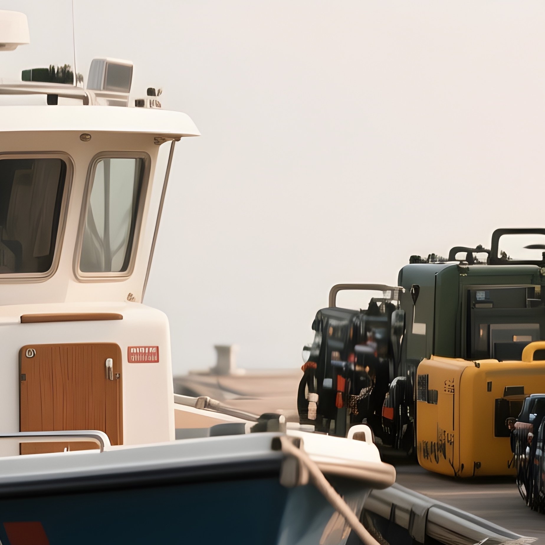 A Small Utility Boat Unloading Equipment Onto A Floating Dock - Full Resolution Quality Preview